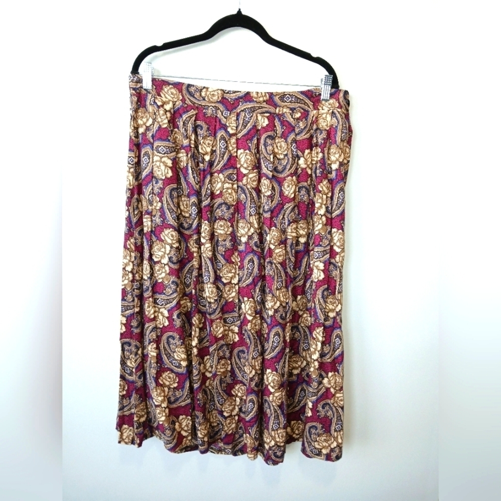 Worthington Paisley Midi Flowy Skirt Womens Size 18W Officewear Church